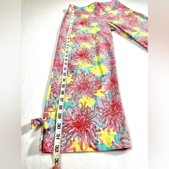 KEY WEST Women’s Floral Print Mallory Capri Crop Pants Bright Pink Lime Size 8 - Picture 4 of 12